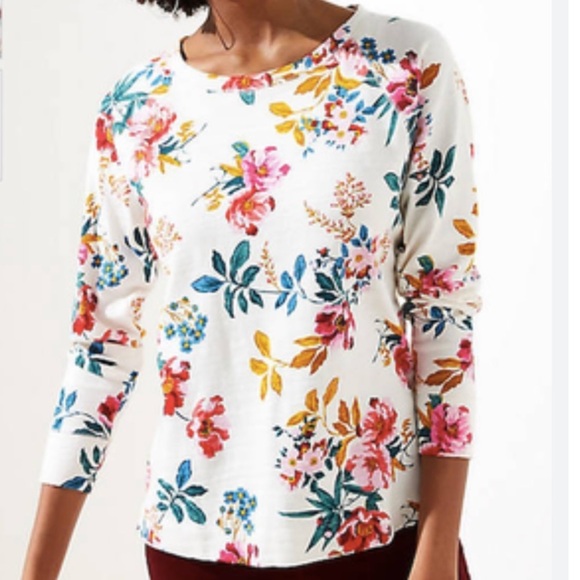 LOFT Tops - Loft Cream Floral Sweatshirt